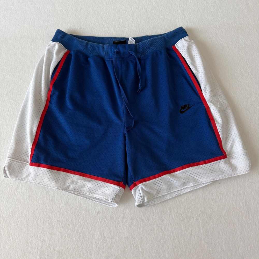 Nike Basketball Shorts Mens XXL Blue White Red Mesh Athletic‎ Gym Swoosh